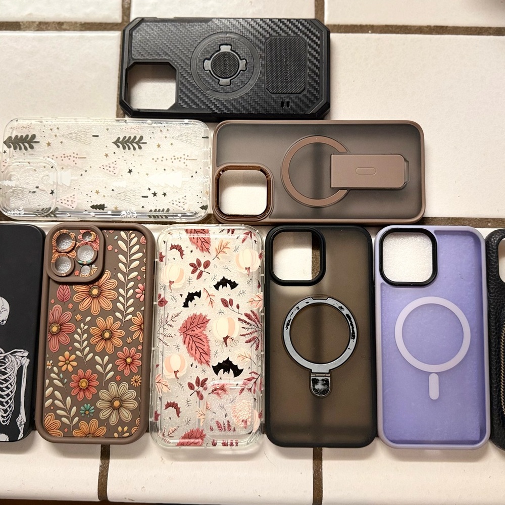 Assorted Phone Cases - Black, Brown, Purple